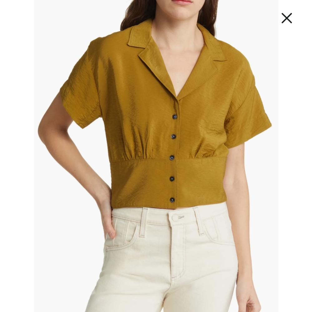 Madewell Drapey Banded Bottom Button Down, M